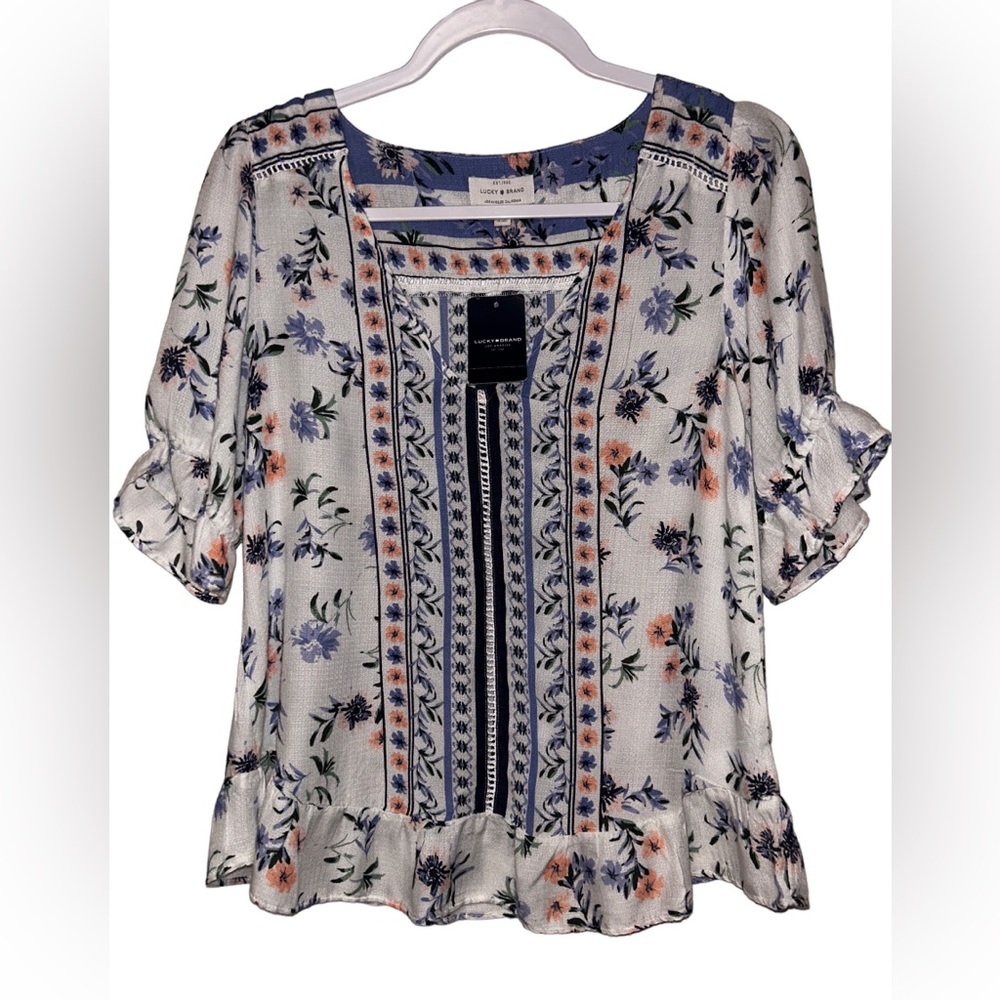 Lucky Brand NWT Sz Small Short Sleeve Top 100% Viscose